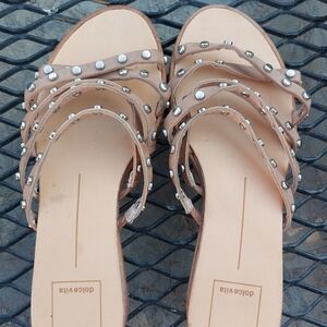 DOLCE VITA  Sandals Size 8 Vita Pinta Cafe Studded Strappy Tan
